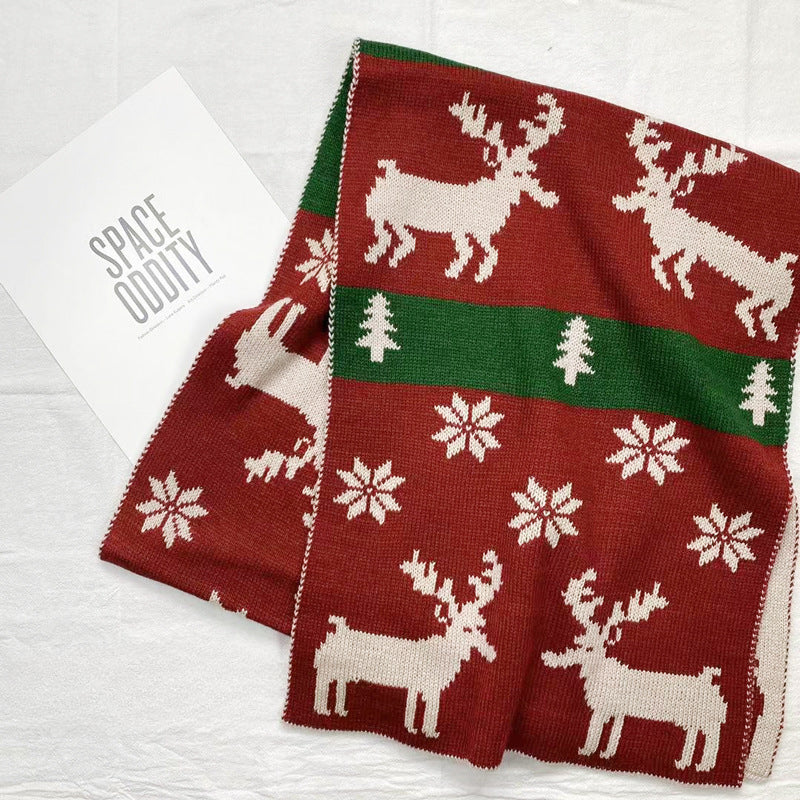 Wholesale Deer Winter Knitted Wool Christmas Scarf
