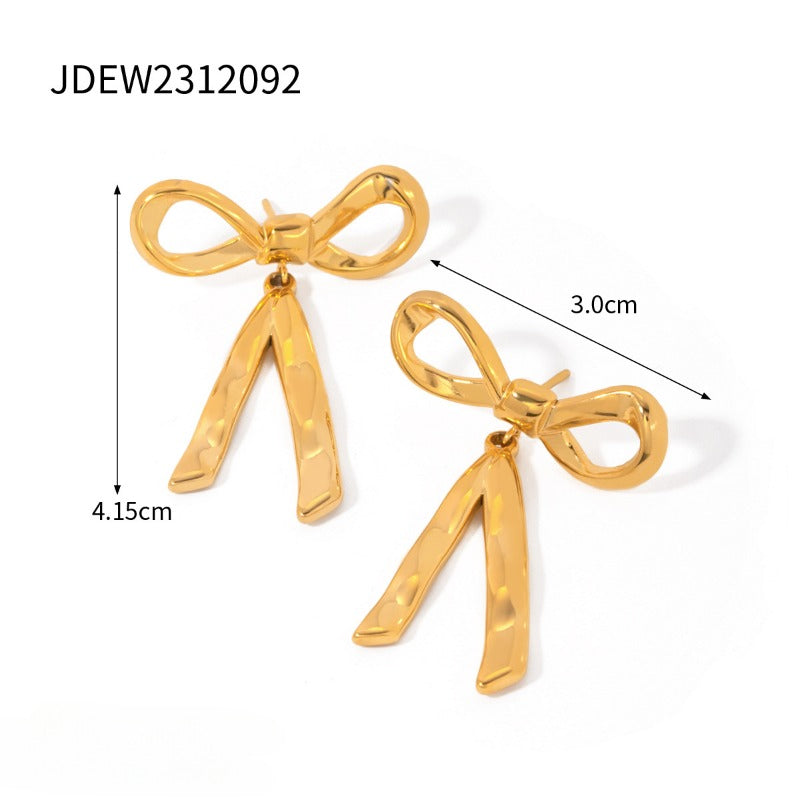 Wholesale18K Gold Stainless Steel Bow Earrings