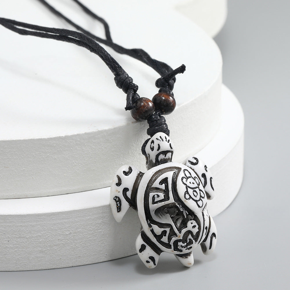 Wholesale male retractable wax wire resin creative turtle pendant