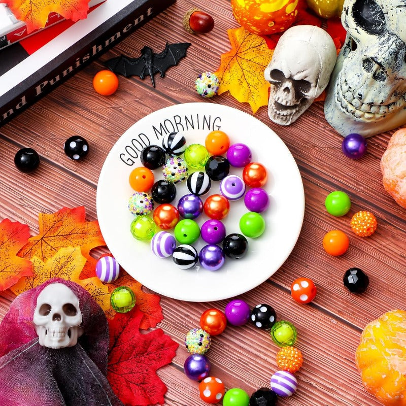 Wholesale 50 Pcs Holiday Bubblegum Beads 20 mm Bulk Pastel Colored Beads Acrylic Plastic Beads Spacer Gumball Beads for Christmas Halloween Thanksgiving DIY Bracelet Pendant Necklace (Stylish)