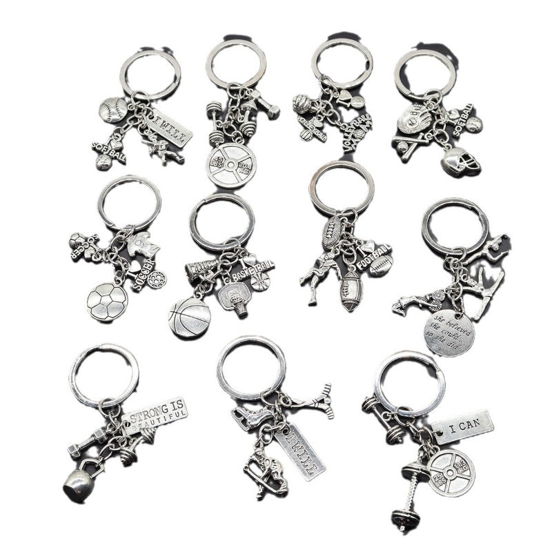 Wholesale Sports Basketball Tennis Ice Hockey Weightlifting Gymnastics Keychains