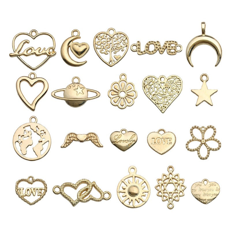 Wholesale 1 KC Gold Alloy Simulation Heart Letter Series DIY Pendant
