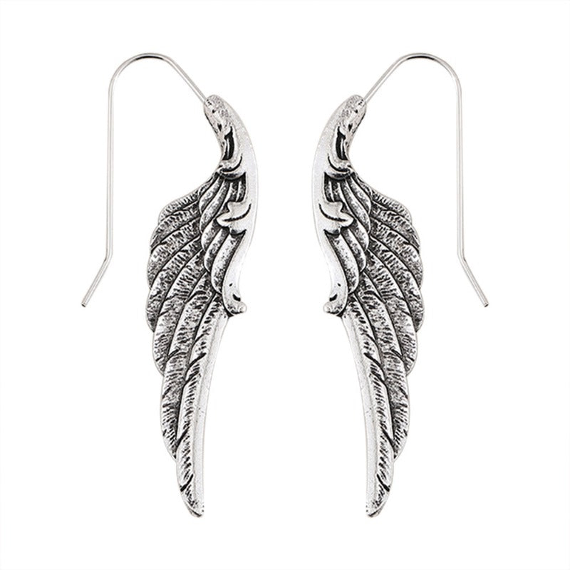Wholesale Fashion Personality Angel Wings Metal Exaggerated Temperament Texture Design Earrings