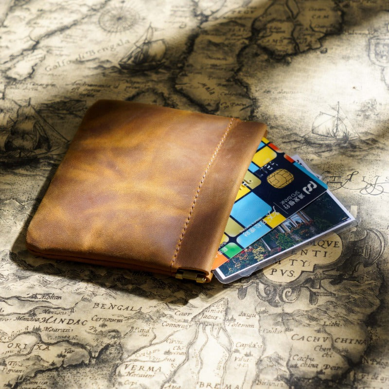 Wholesale Crazy Horse Leather Storage Portable Mini Bag Wallet