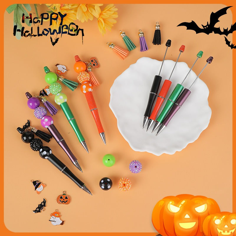 Wholesale Beaded Pens DIY Halloween Creative Fun Rhinestone Pumpkin Skull Tassel Pen Set