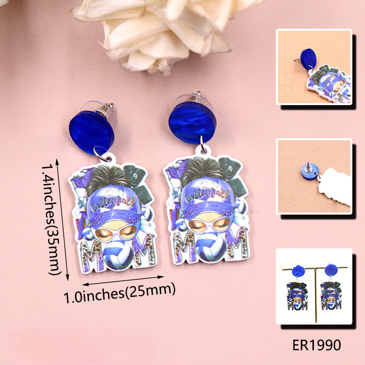 Wholesale Mother's Day Acrylic Black Mama Earrings