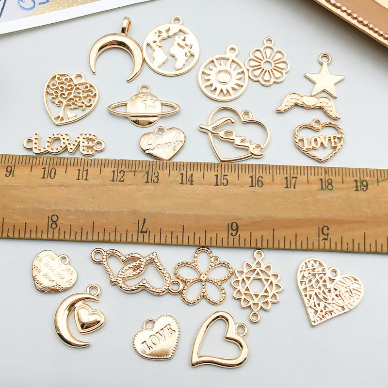 Wholesale 1 KC Gold Alloy Simulation Heart Letter Series DIY Pendant