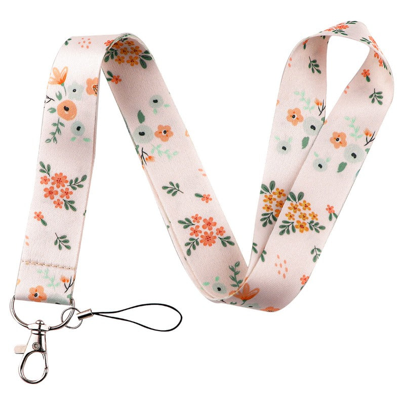 Wholesale 10pcs Small Daisy Lavender Flower Mobile Phone Lanyard Long Camera Work ID Durable Neck Lanyard