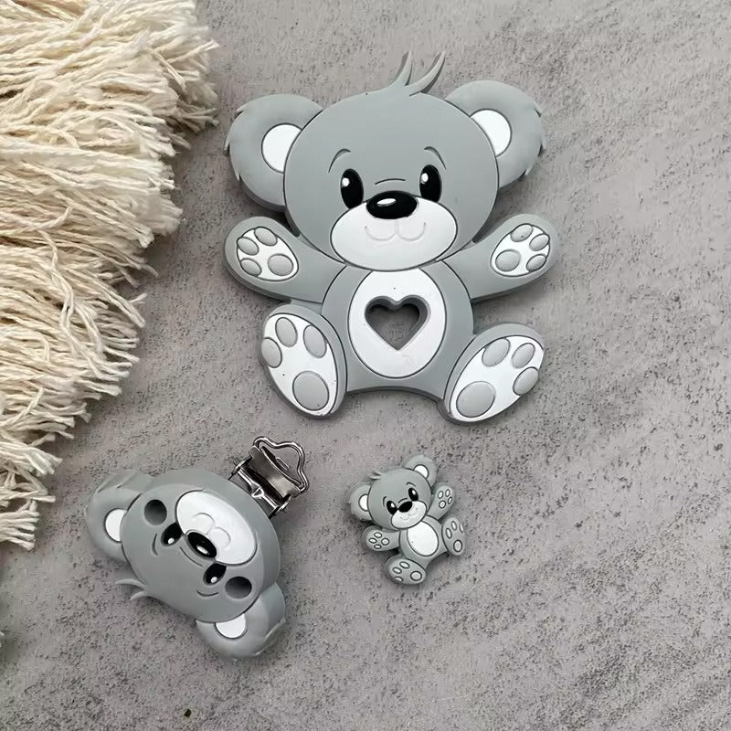 Wholesale 20pcs Bear Silicone Cartoon Unicorn Tooth Stick Beads