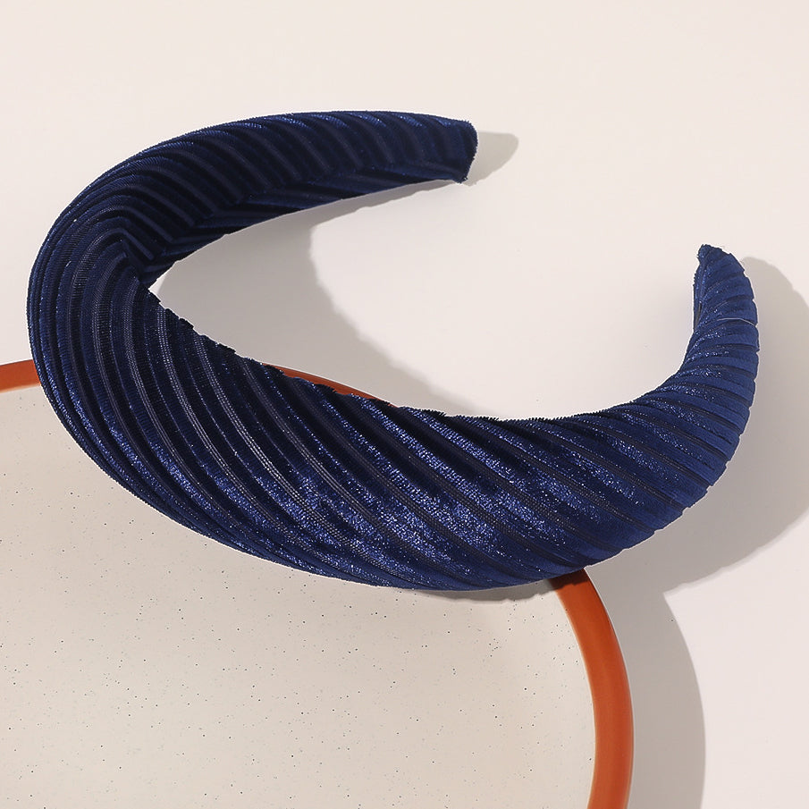 Wholesale Solid Color Wide Brimmed Sponge Stripe Hair Bands