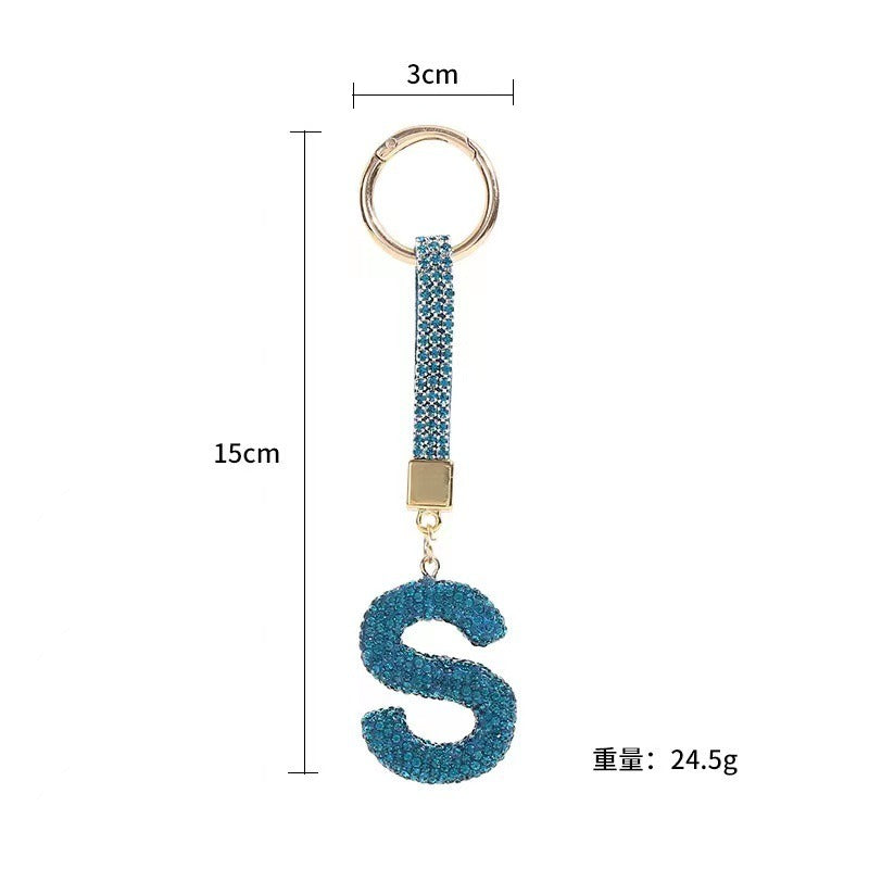 Wholesale full diamond letter S fashion English letter diamond studded keychains