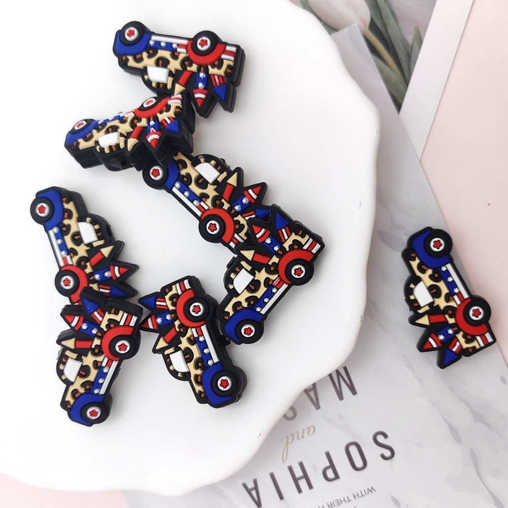 Wholesale 10pcs Cartoon Leopard Print Car Silicone Beads