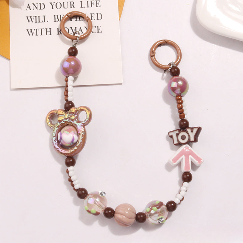Wholesale Acrylic Rice Beads Cute Bear Keychain