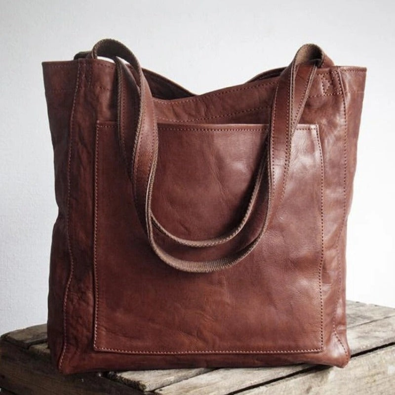 Wholesale Soft Leather Vintage with Pocket Waxed Leather Large Capacity Fashion Shoulder Bags