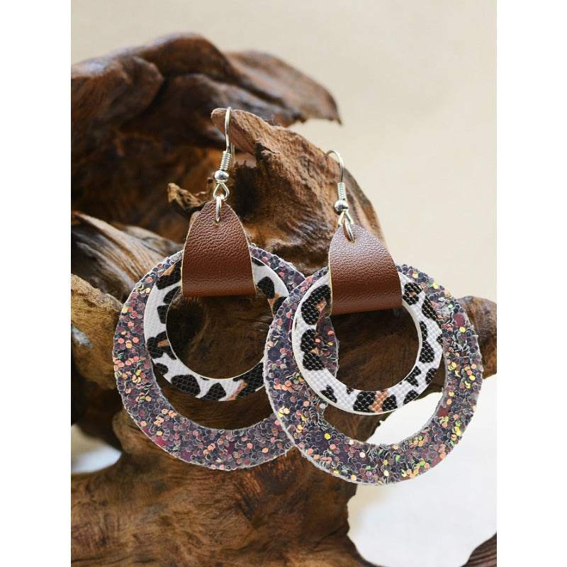 Wholesale Multi-layer Geometric Round Hollow Holly Flower Simple Earrings