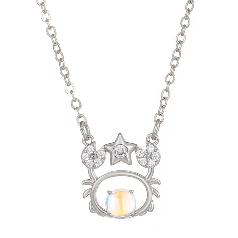 Wholesale Copper Constellation Diamond Hollow Moonstone Necklace