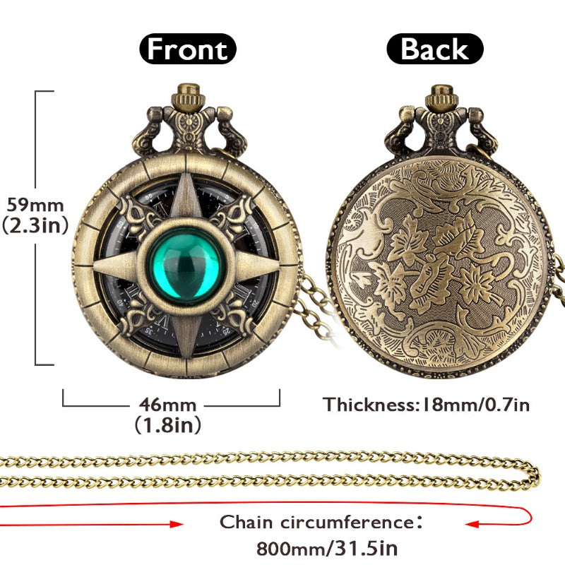 Wholesale Quartz Movement Bronze Hollow Inlaid Semicircular Haoshiqing Antique Pocket Watch