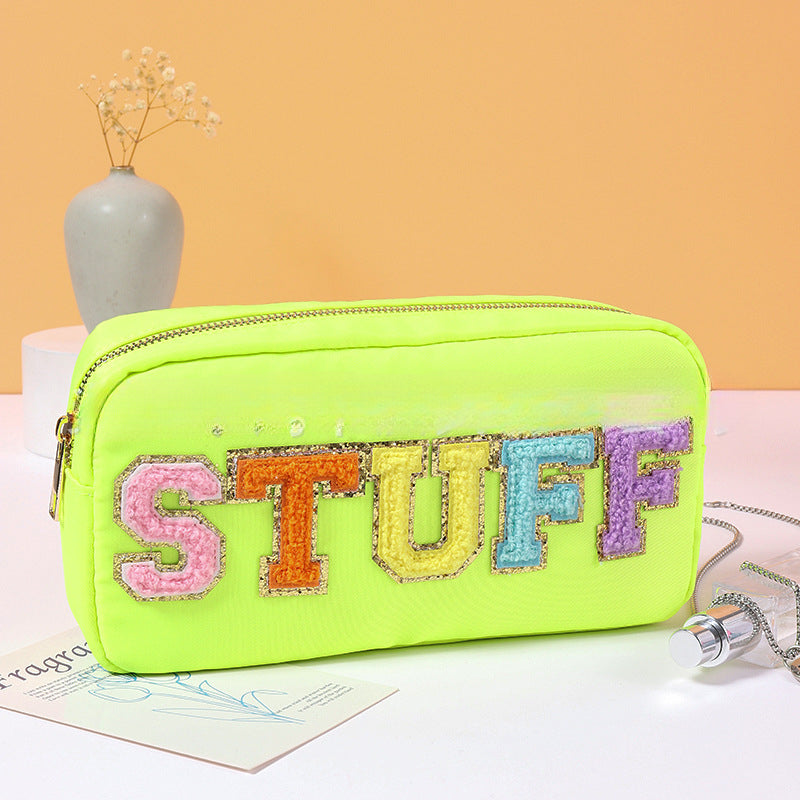 Wholesale Waterproof Embroidered Letters Nylon Cosmetic Bag