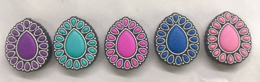 Wholesale 10pcs 2D Turquoise Teardrop Silicone Beads