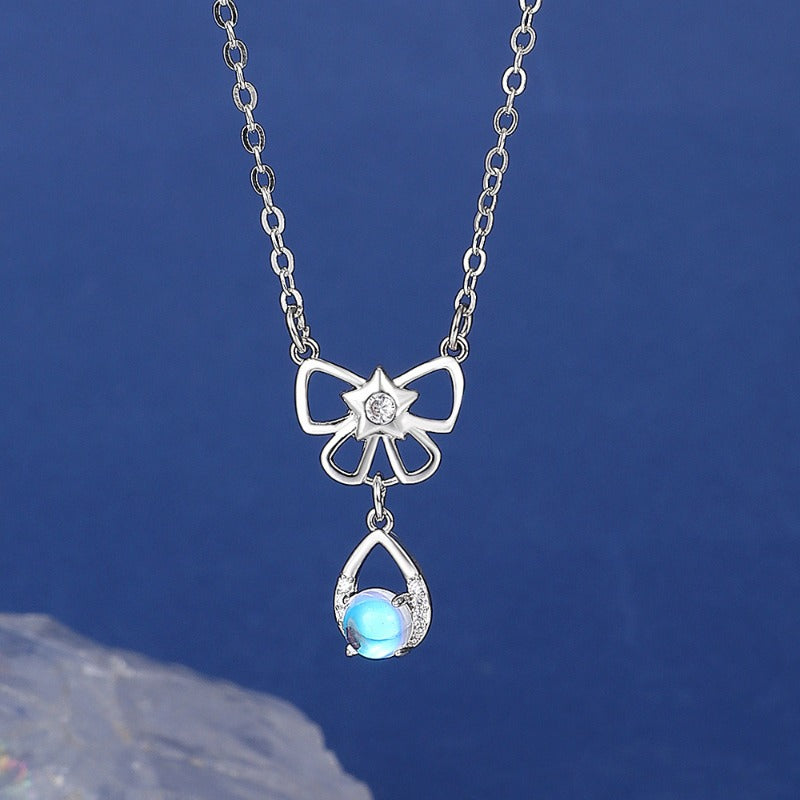 Wholesale Copper Constellation Diamond Hollow Moonstone Necklace