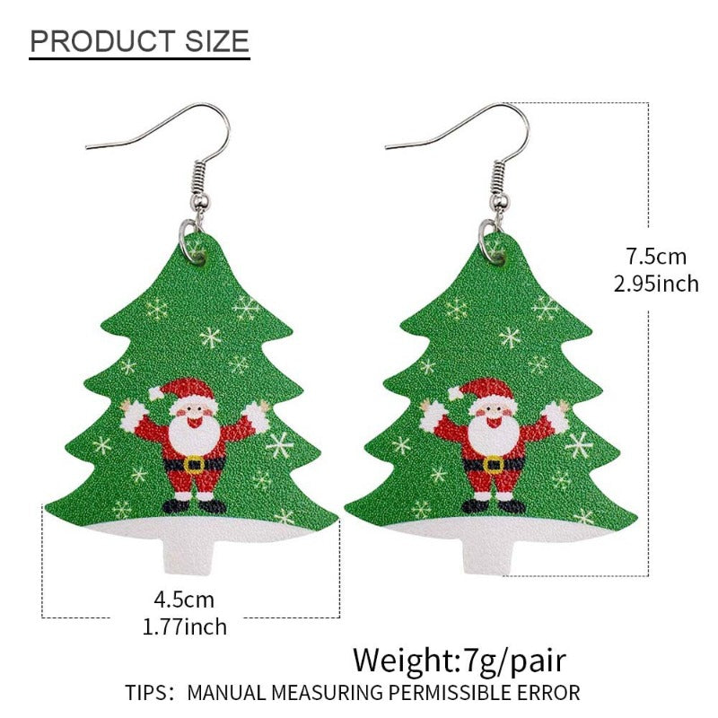 Wholesale Christmas Tree Bell Leather Earrings