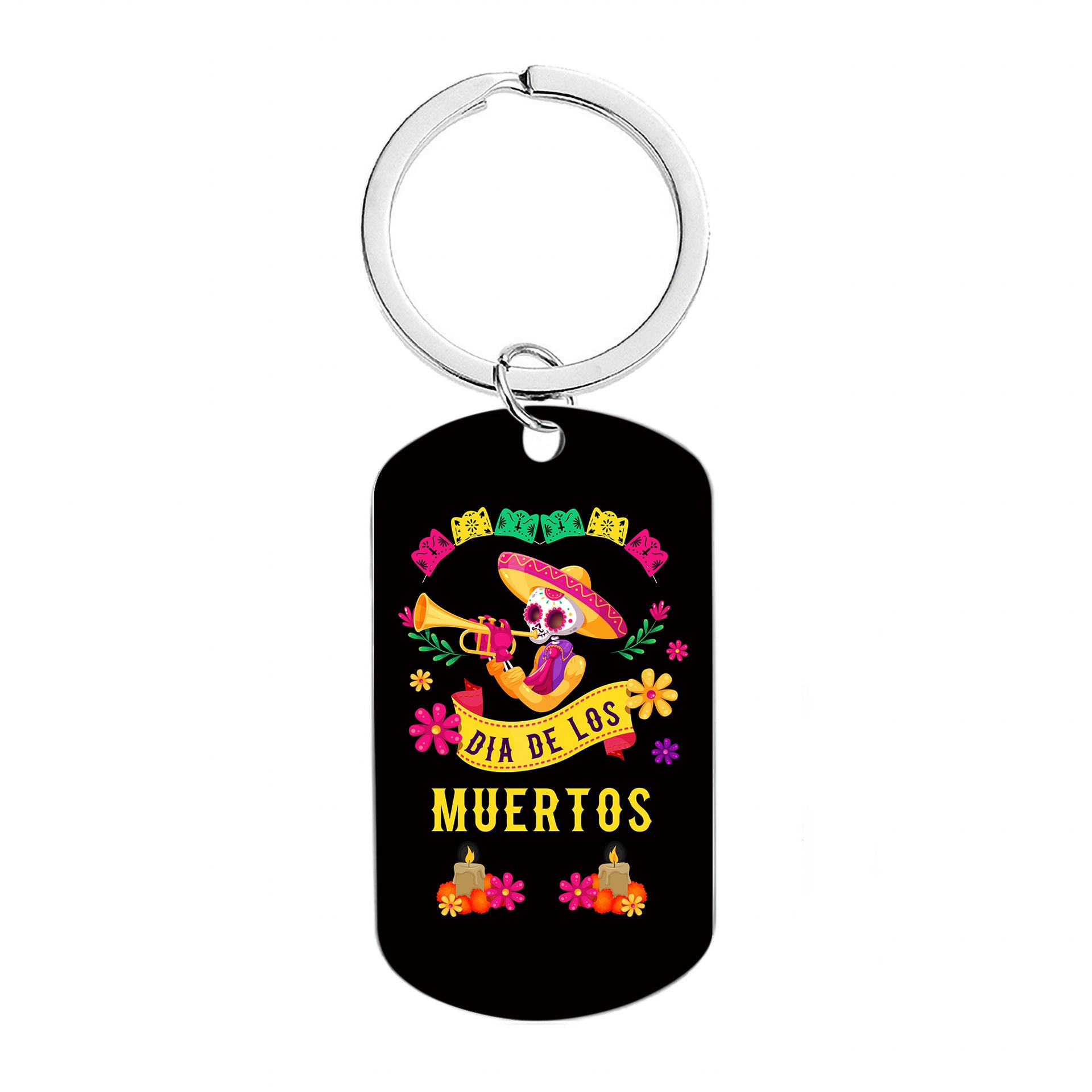 Wholesale Halloween Mexican Style Calavera Skull Metal Keychain