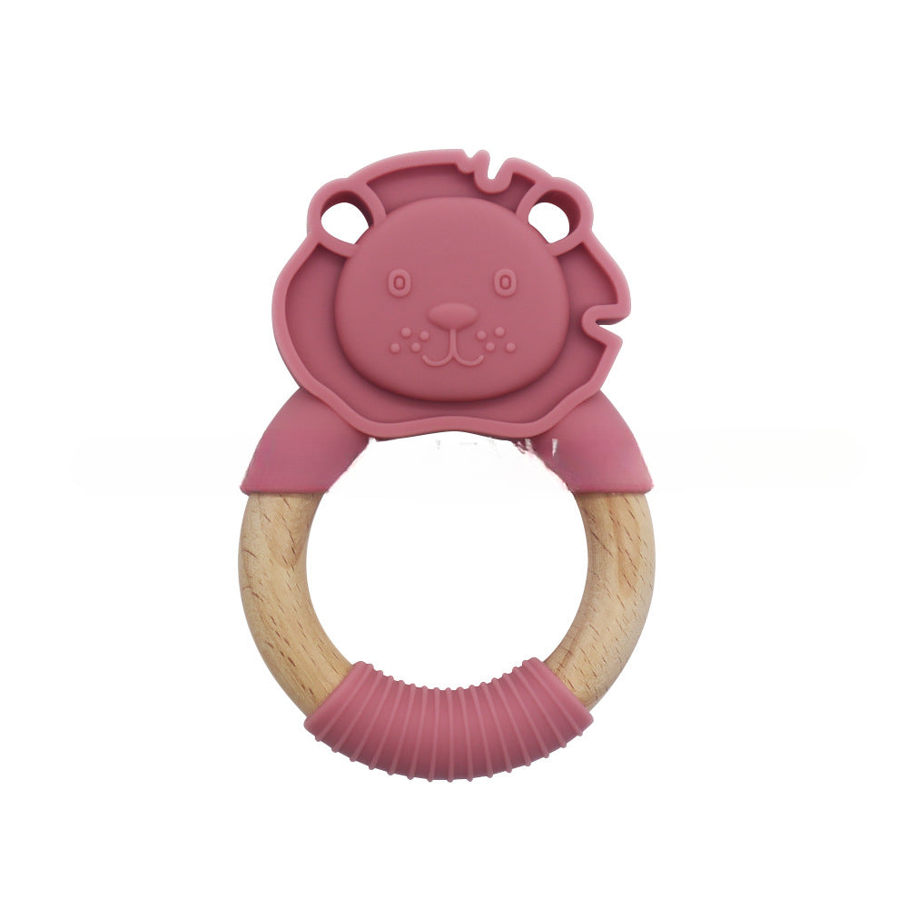Wholesale 10PCS/PACK Silicone Half Wooden Ring Teething Stick Baby Teether