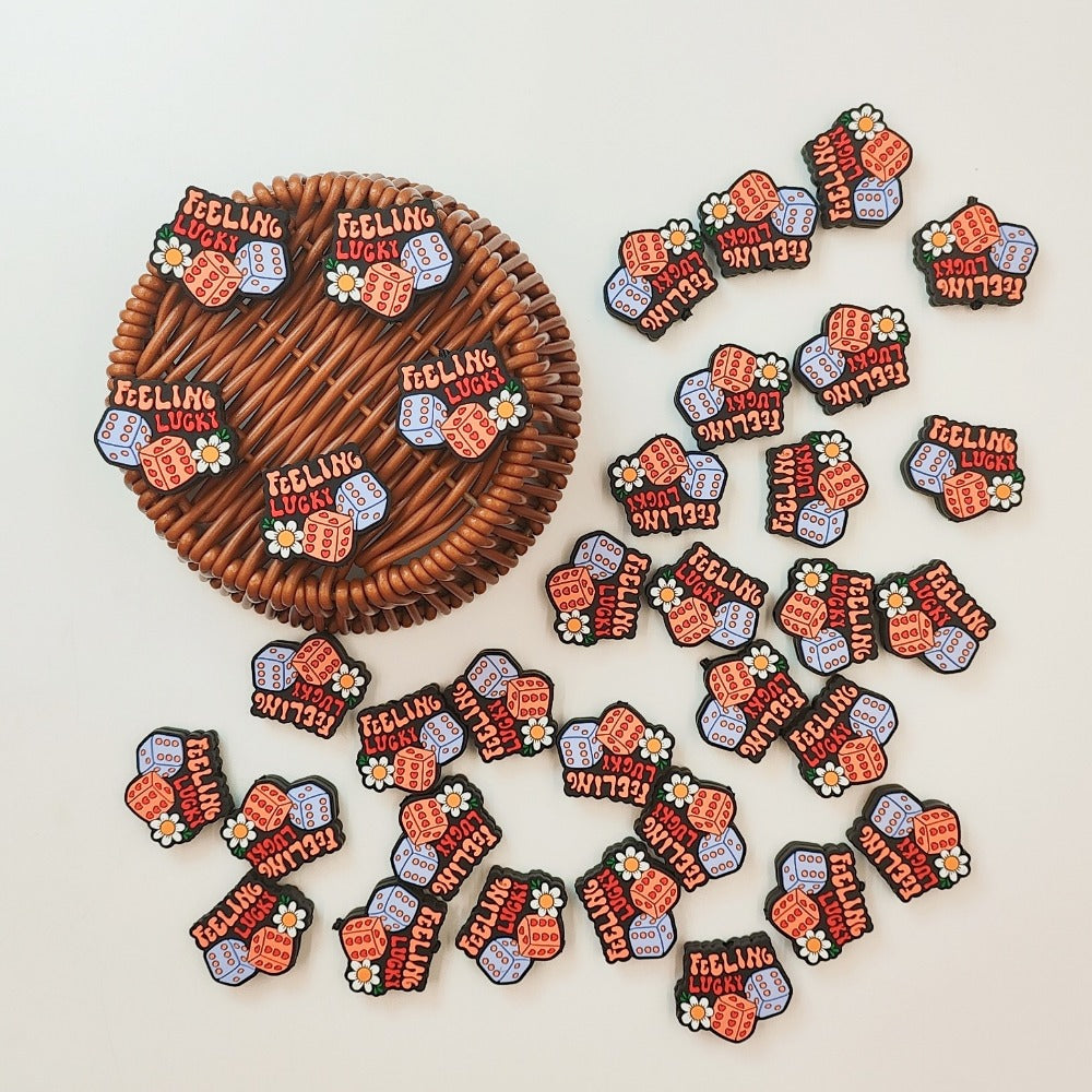 Wholesale 10pcs Cartoon Creative Flower Dice Silicone Beads