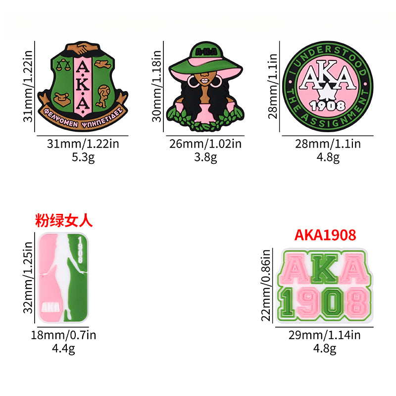 wholesale  20pcs Black Women's Sorority 2D Focal Beads