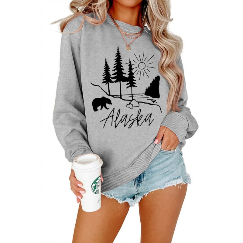 Wholesale Teddy Bear Printed Pullover Long Sleeved Casual Cotton Hoodies