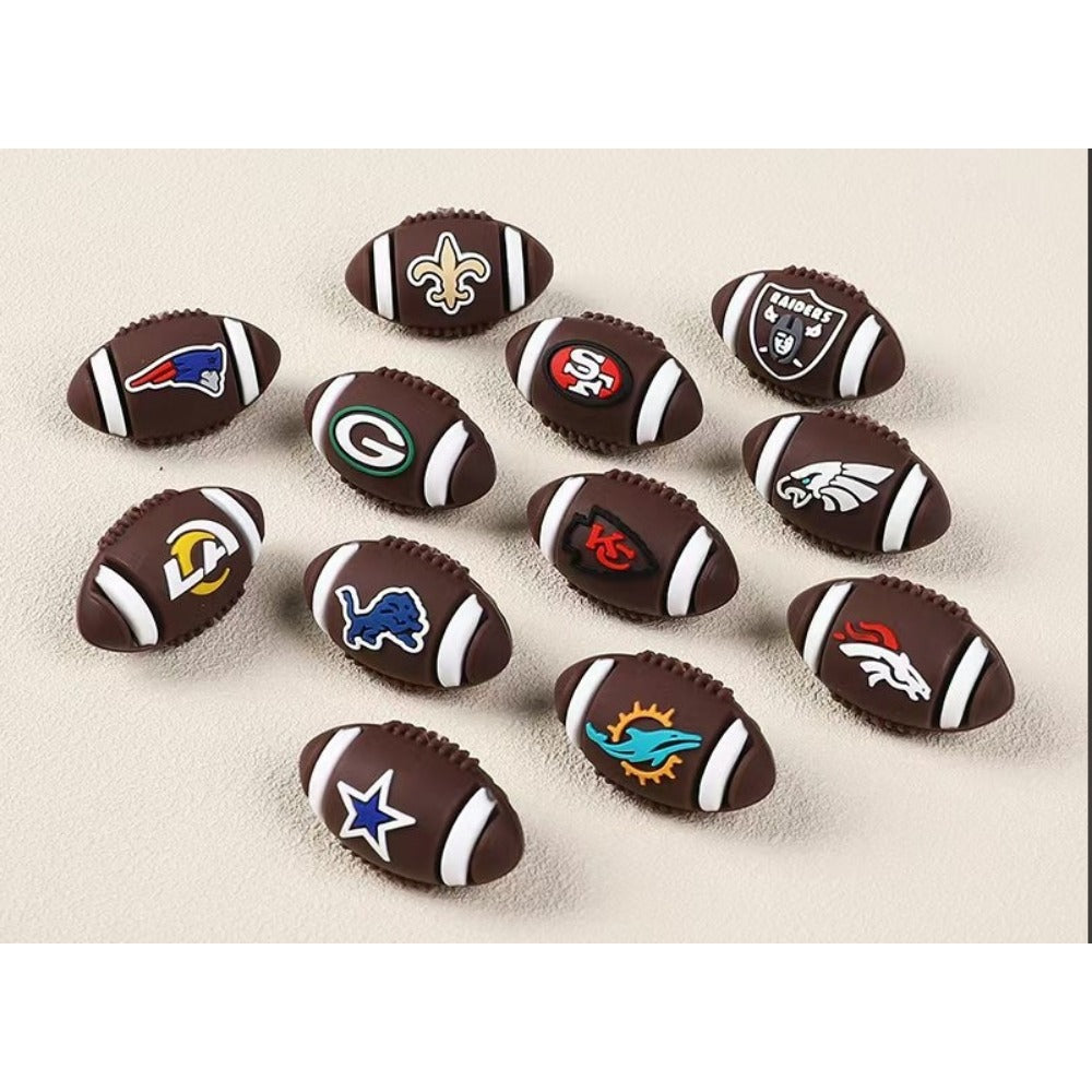 Wholesale 20pcs 3D Rugby Pattern Silicone Beads