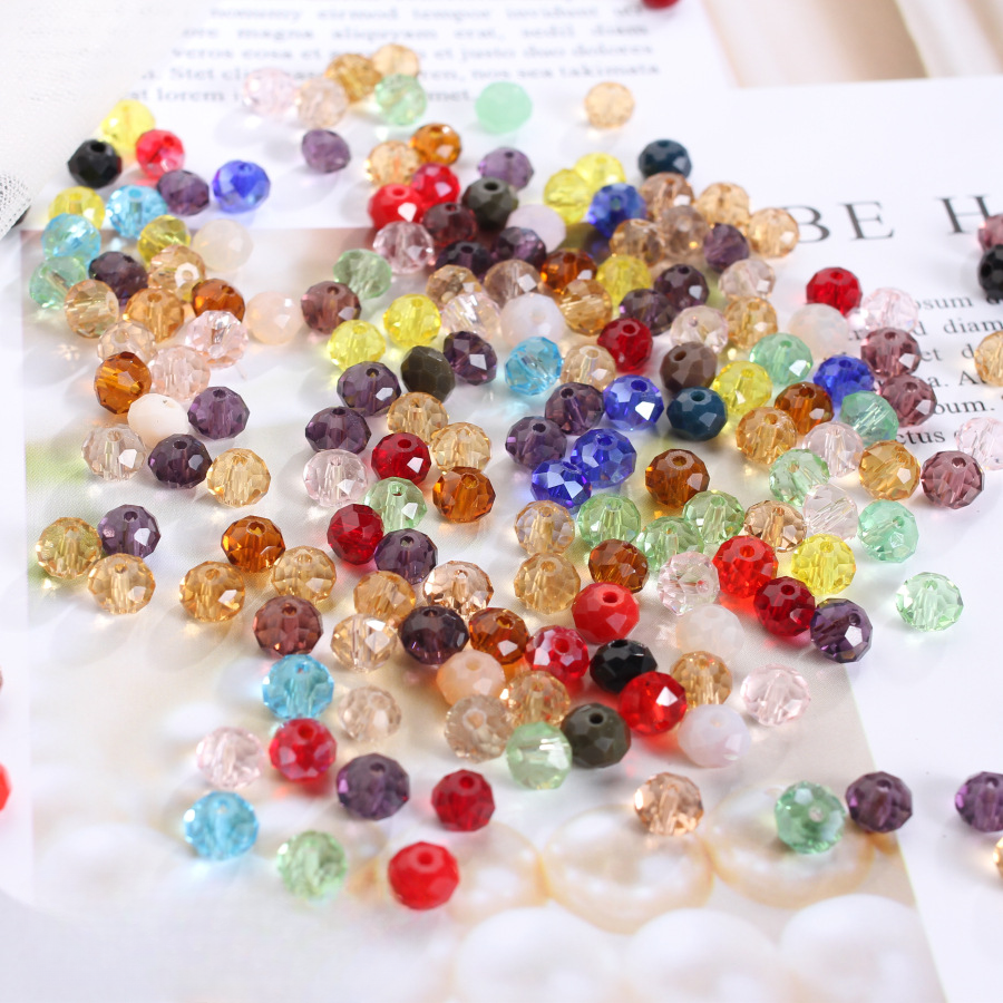 Wholesale 50pcs 6/8/10mm Faceted Man-made Glass Crystal Wheel Mixed Color Beads