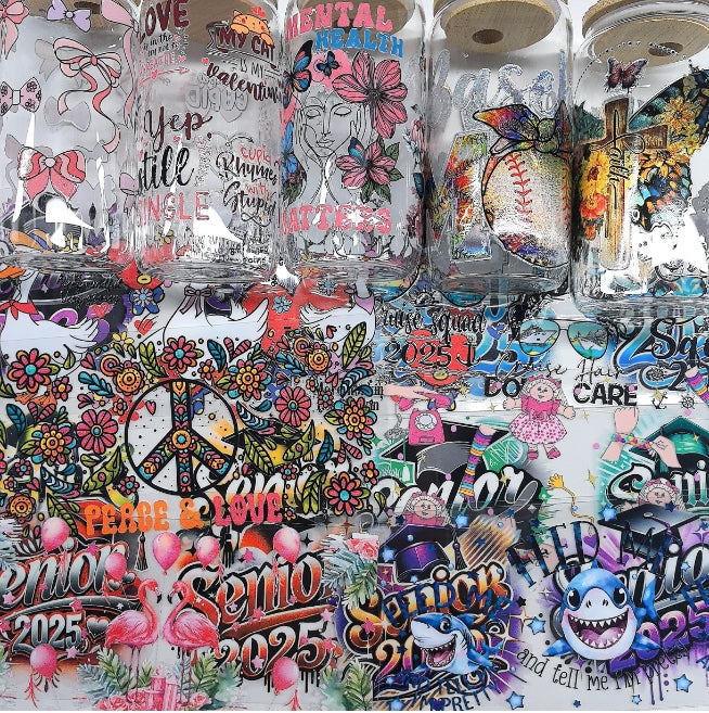 Wholesale 16oz Steel Cup UV DTF Stickers Random 10pcs/20pcs/50pcs Wraps for DIY Craftlaser wraps