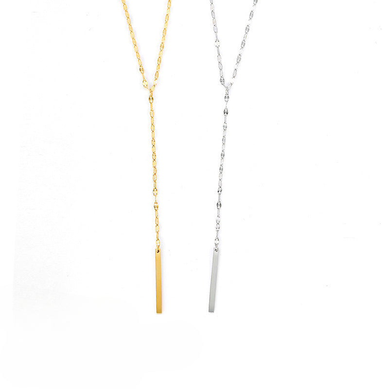 Wholesale 14K Gold-plated Stainless Steel Y-shaped Lace Lip Chain Necklace