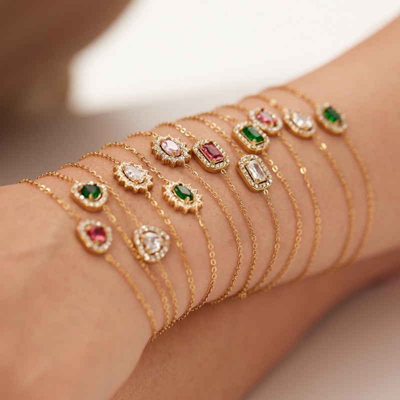 Wholesale Sunflower Stainless Steel Bracelet Love Zircon Geometric Bracelet