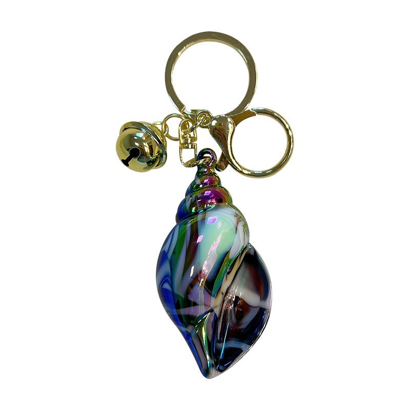 Wholesale Color Plated Large Conch Electroplated Colorful Acrylic Key Chain