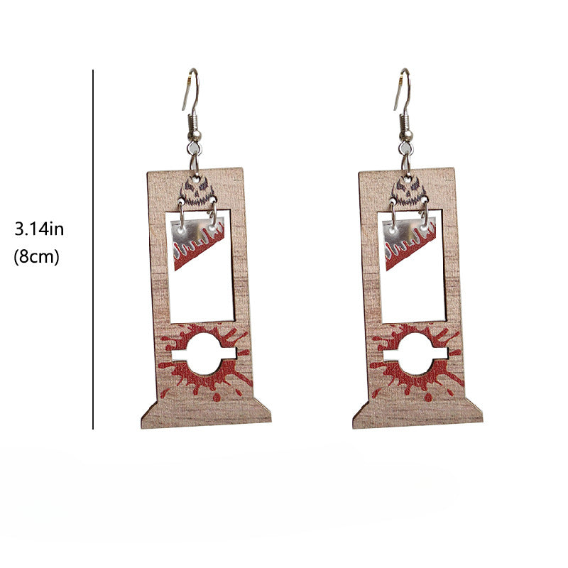 Wholesale 2pairs/pack Wooden Halloween Creative Blood Earrings