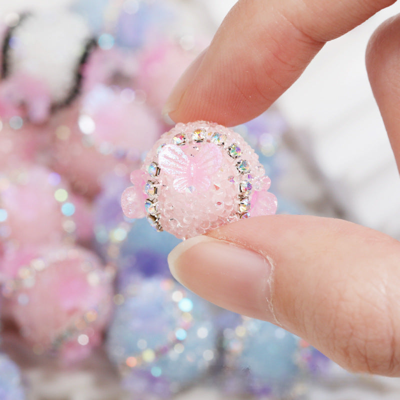 Wholesale 50PCS Straight Hole Three-dimensional Butterfly Beads