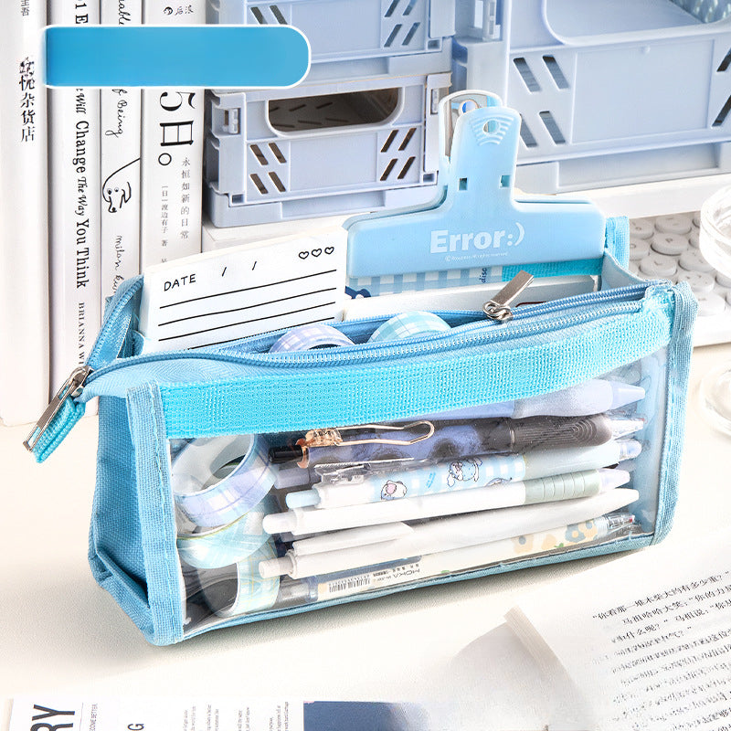 Wholesale Large Capacity Six-layer Transparent Canvas Pencil Case