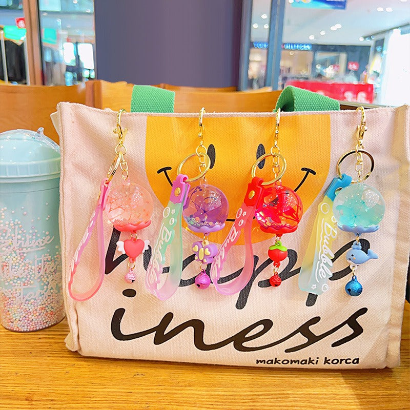 Wholesale Dried Flower Quicksand Liquid Acrylic Keychain