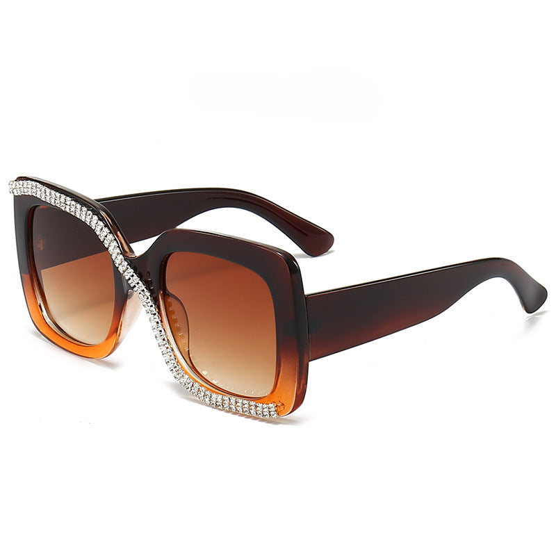 Gafas de sol de PC de marco cuadrado grande de diamantes al por mayor