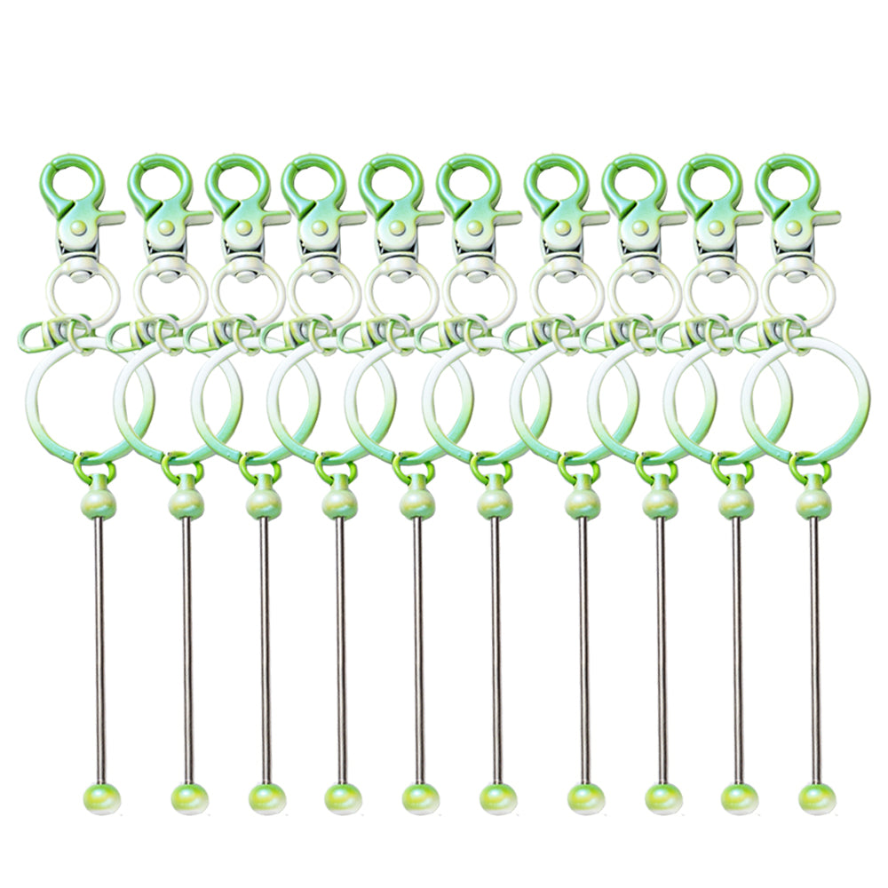 Wholesale 10pcs Candy Color Gradient Color Metal DIY Beadable Keychains Bar