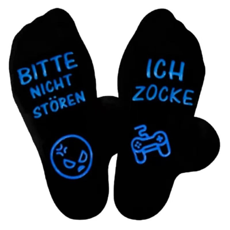 Wholesale of European and American Cotton Medium Cylinder Letter Anti Slip Adhesive Socks