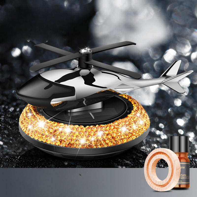 Wholesale Car Diamond Helicopter Perfume Essential Oil Aroma Diffuser Solar Energy Plastic Rotating Ornaments
