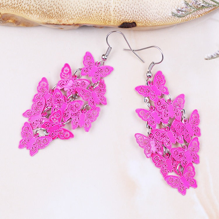 Wholesale Fashionable Temperament Butterfly Colorful Small Nine Pieces of Earrings