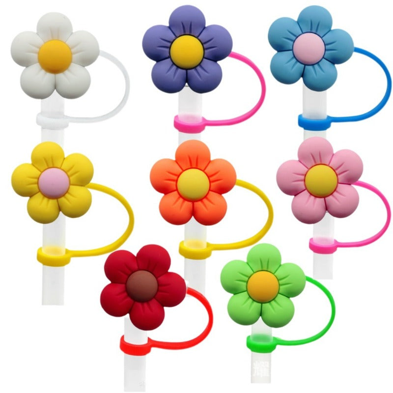 Wholesale 10pcs Colorful Flower Series Creative DIY Reusable Decorative Straw Cover