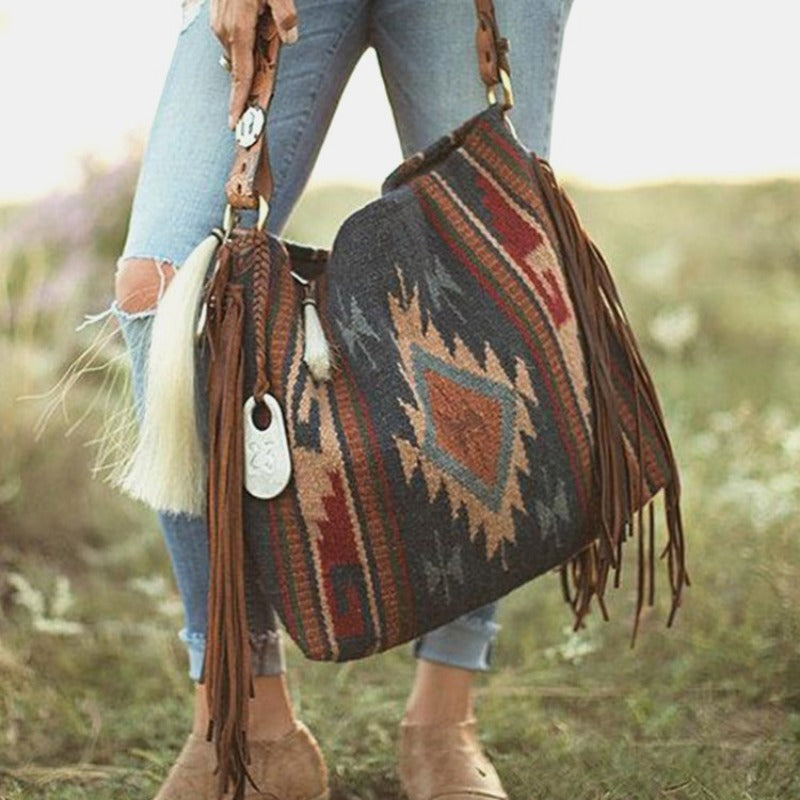 Wholesale Retro Bohemian Hand-woven Flowing Cotton and Linen Shoulder Bag