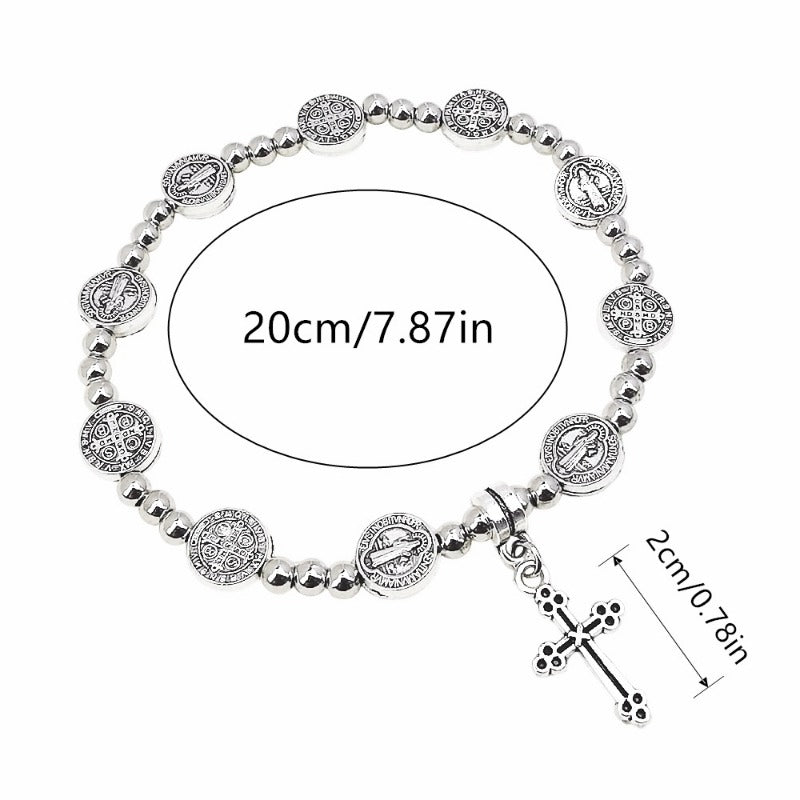 Wholesale Vintage Silver Elastic Baptism Bracelet