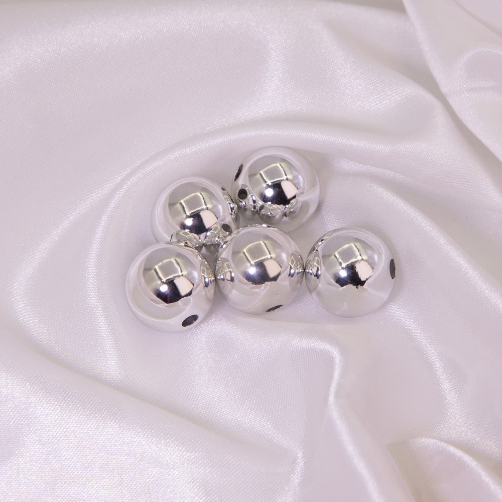 Wholesale 20pcs Acrylic Silver Round Beads