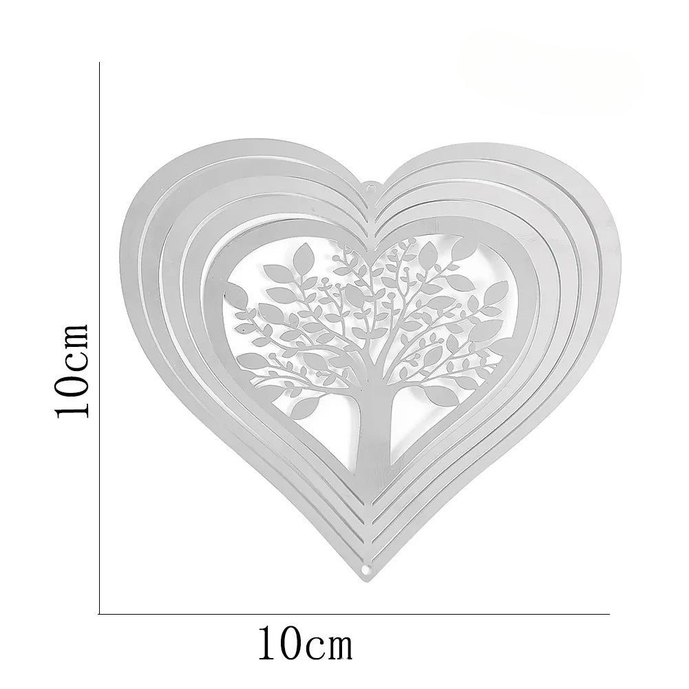 Wholesale Life Tree Hollow Heart Rotating Stainless Steel Wind Chime